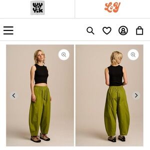Lucy & Yak Lime Green Wide Leg Pants